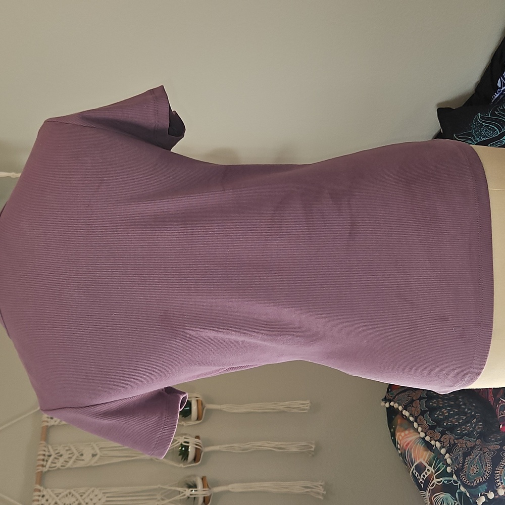 Pearl Cotton Ribbed Crewneck Tee In Purple - Picture 8 of 10
